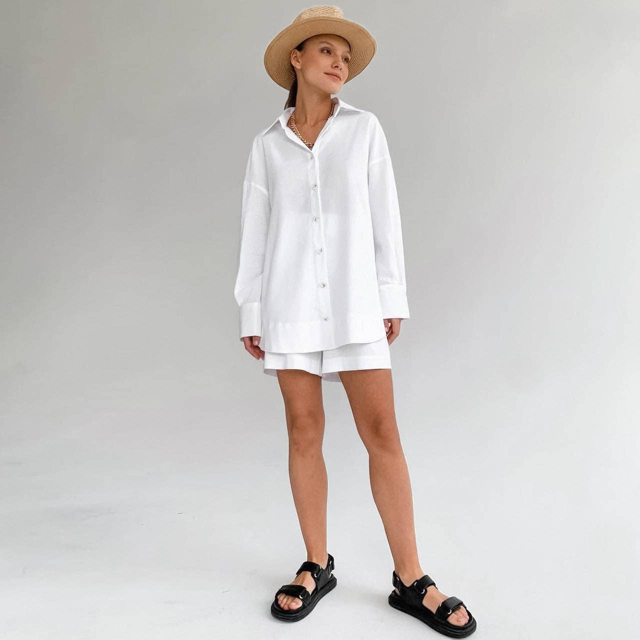 Long Sleeve Two Piece Short Set