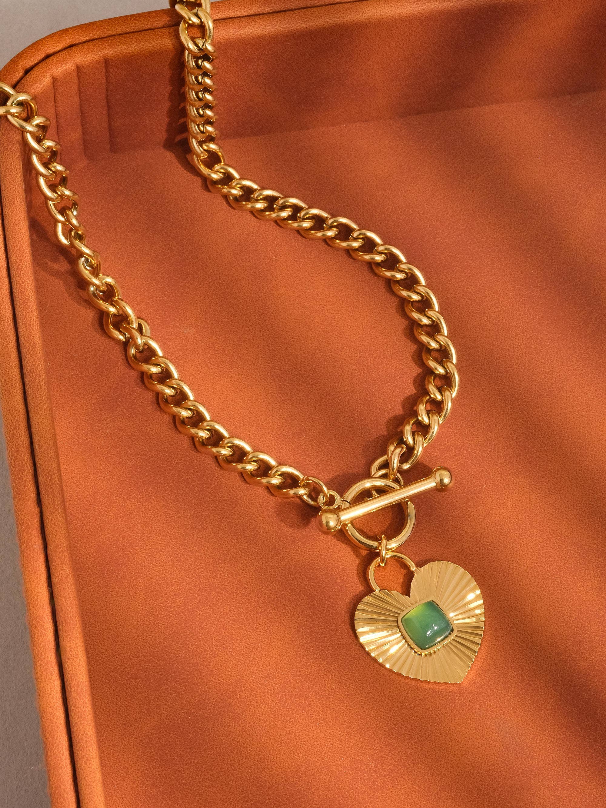 Green Stone Heart Necklace