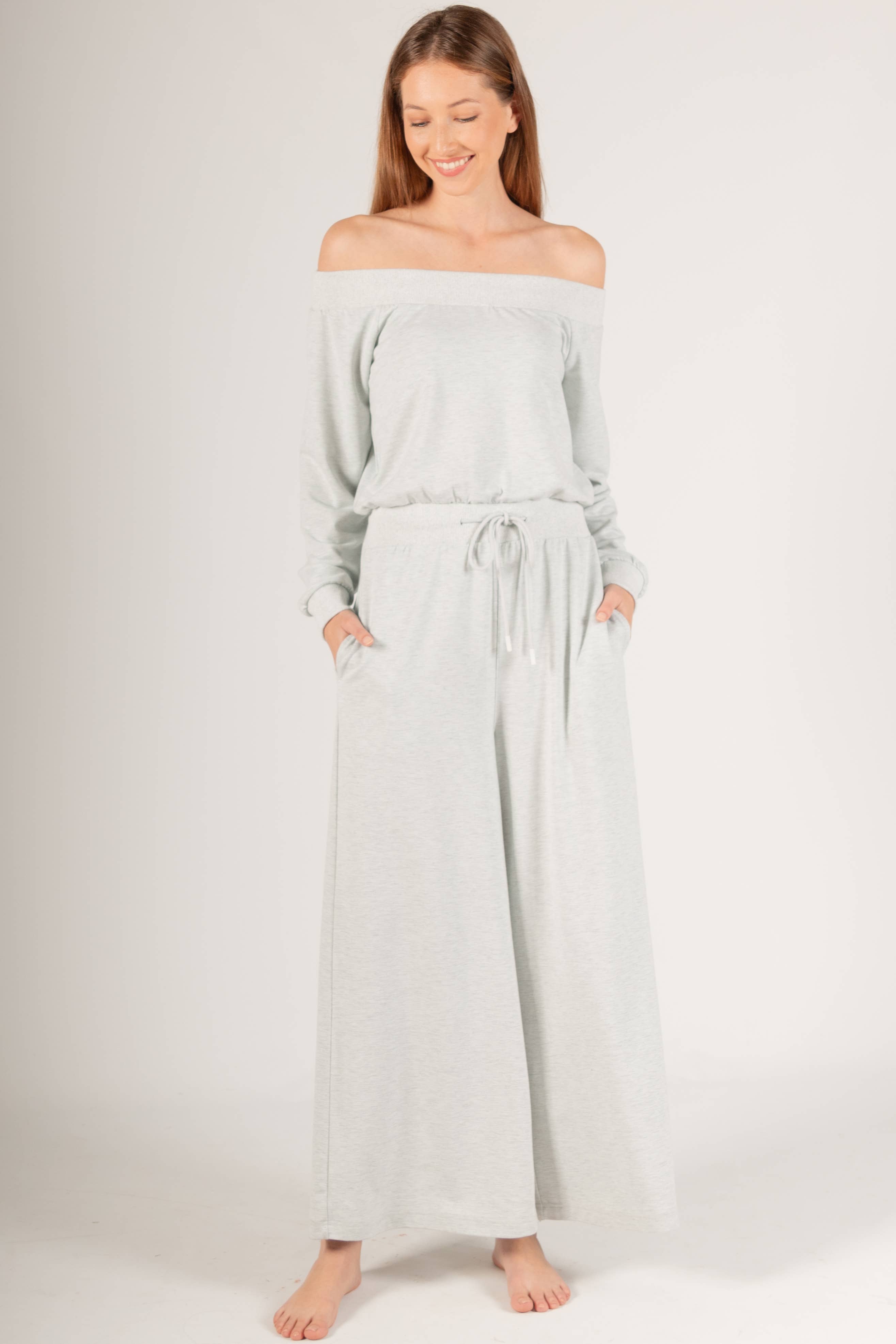 French Terry Off Shoulder Jumpsuit