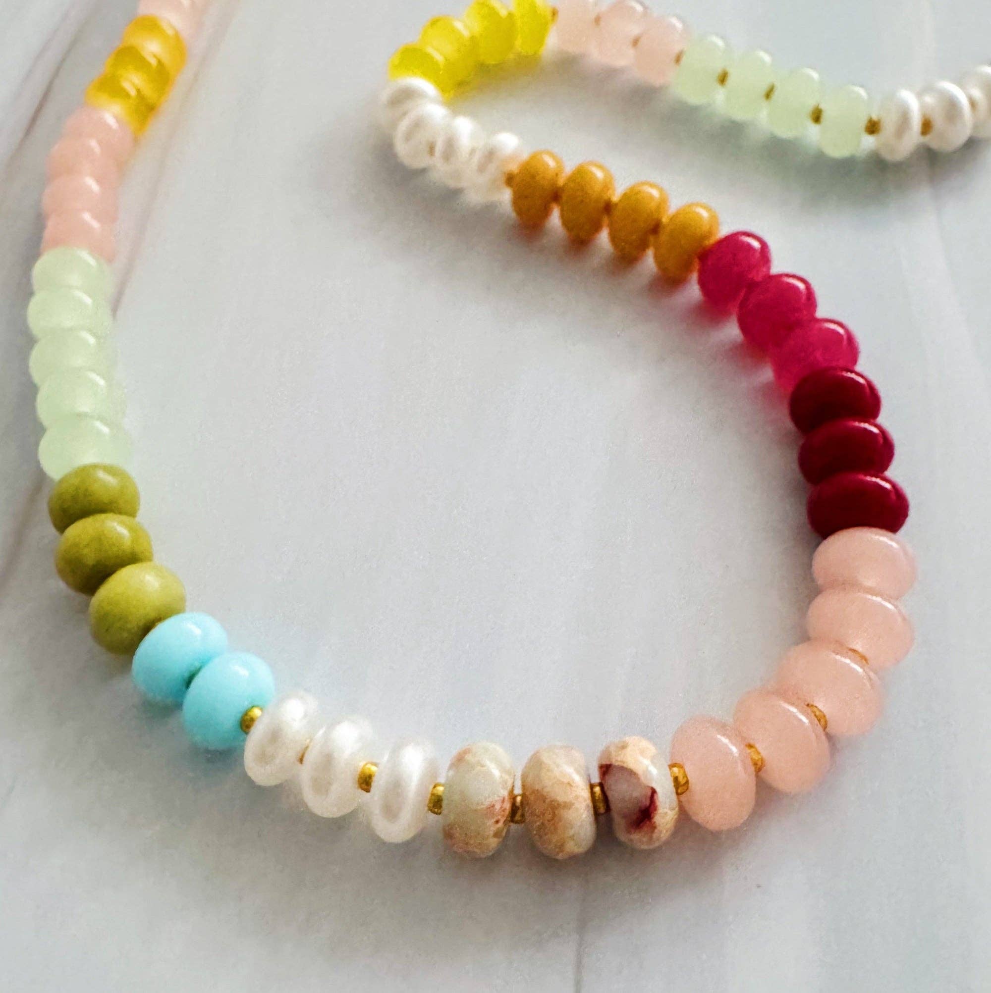 Color Beaded Necklace – Natural Stone Beads Mix