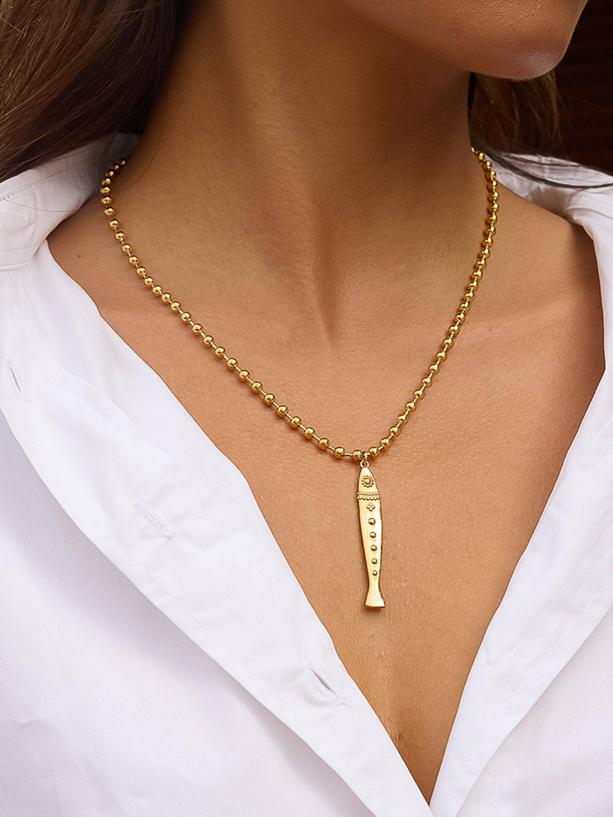 Vintage Fish Pendant Necklace