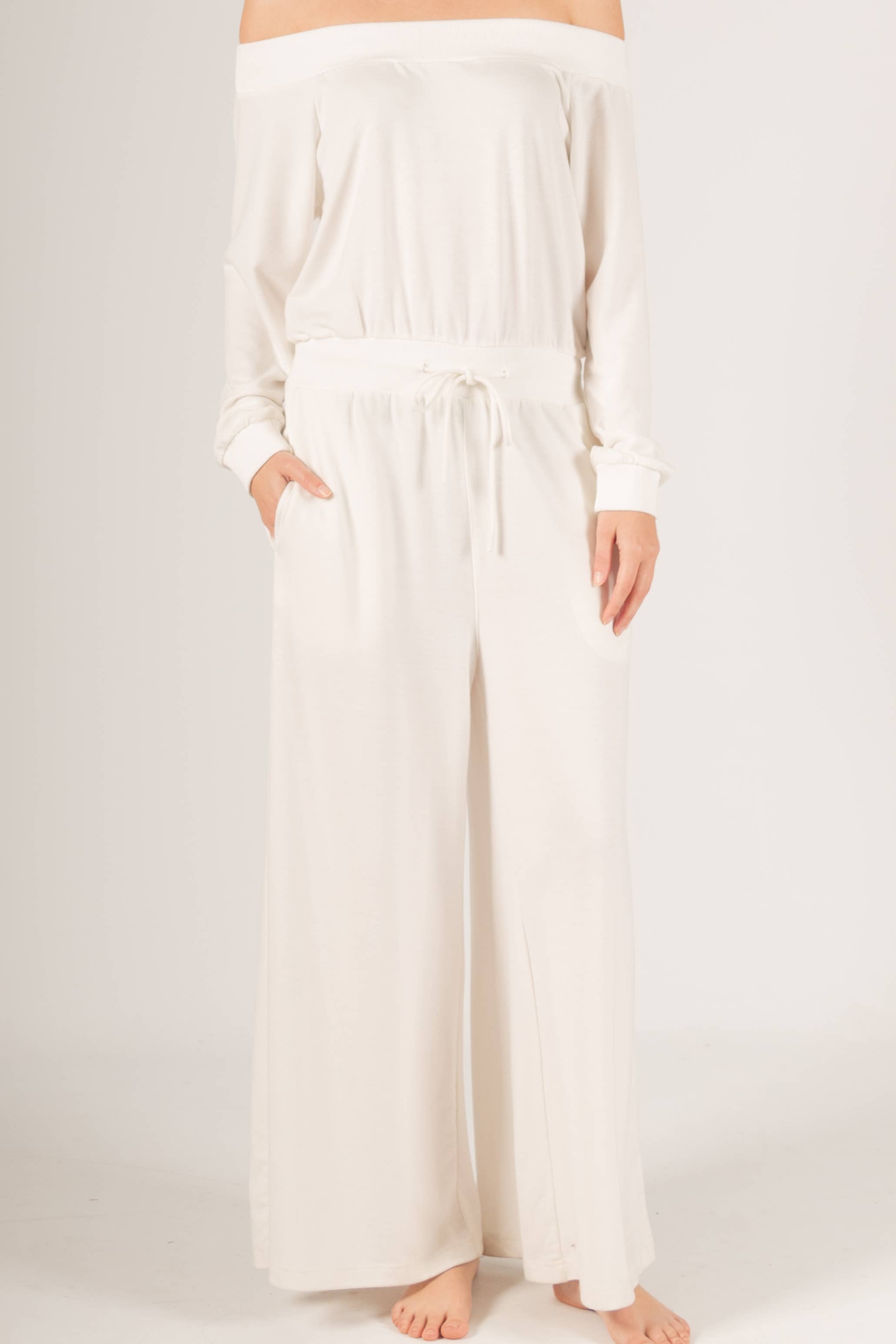 French Terry Off Shoulder Jumpsuit