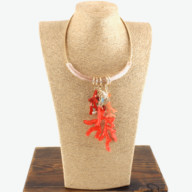 Coral Drop U Shaped Necklace