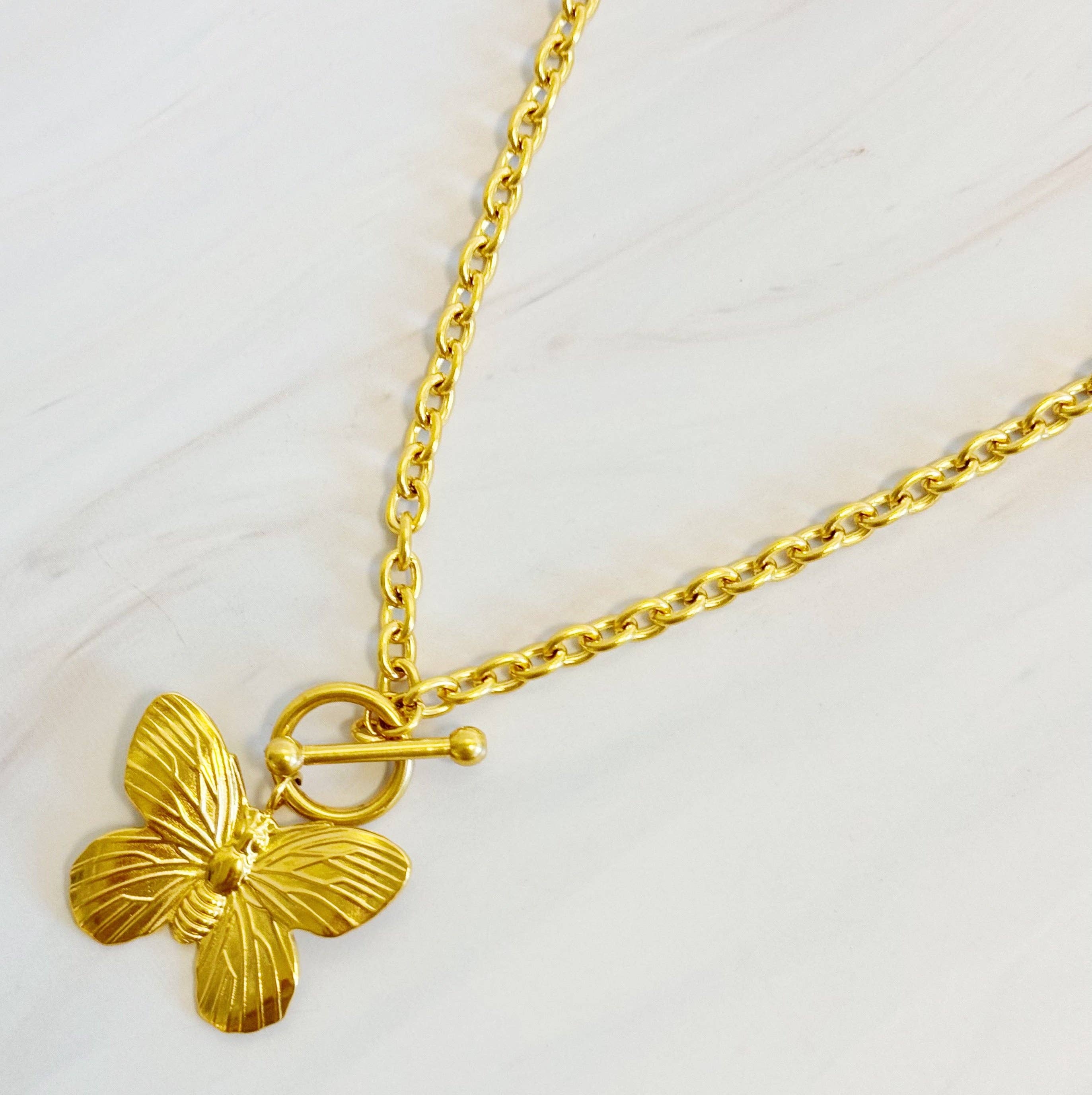 Vintage Butterfly Toggle Necklace