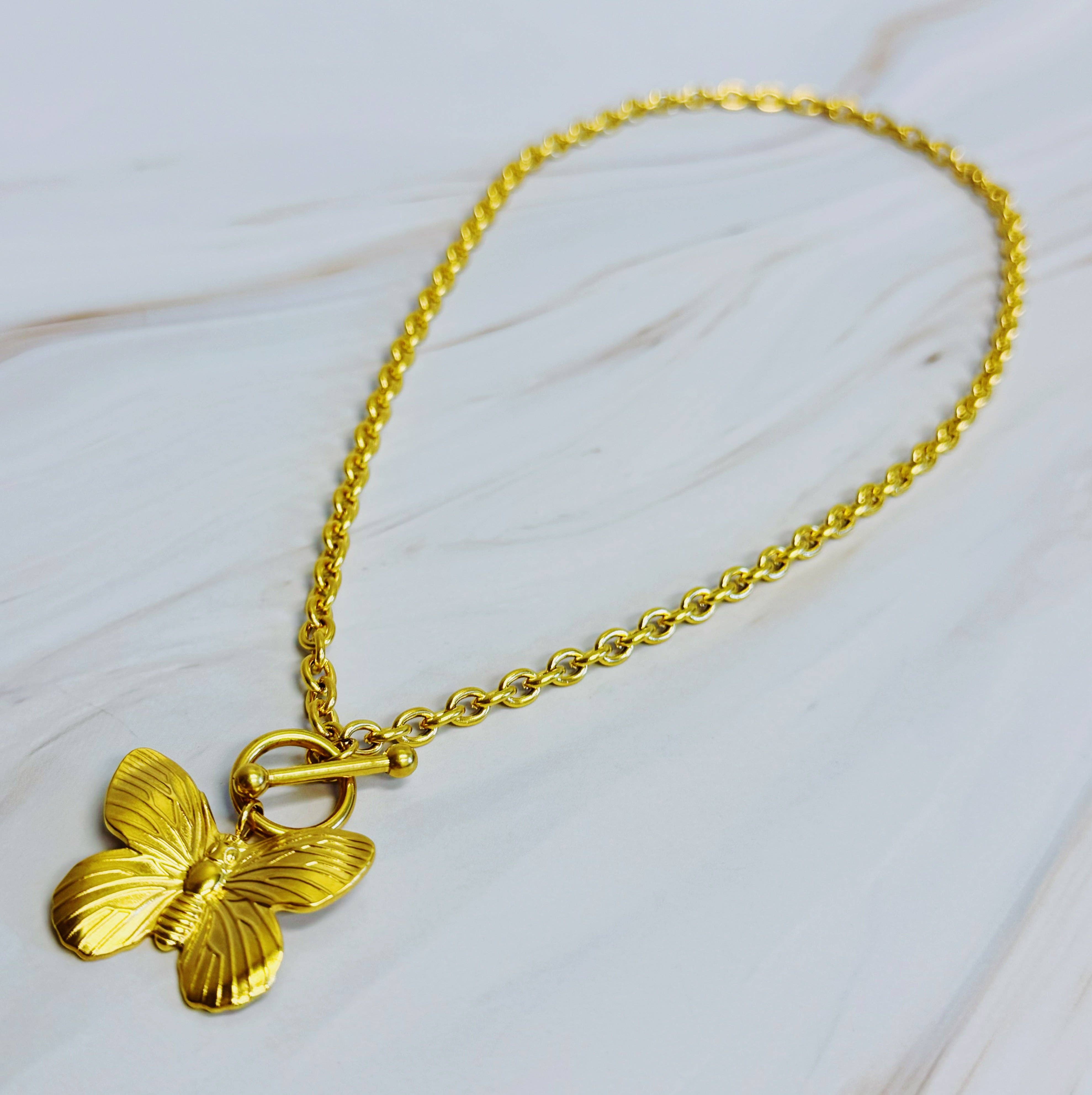 Vintage Butterfly Toggle Necklace