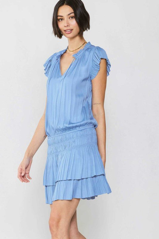 Pleated Skirt Mini Dress, Medium / Periwinkle Blue
