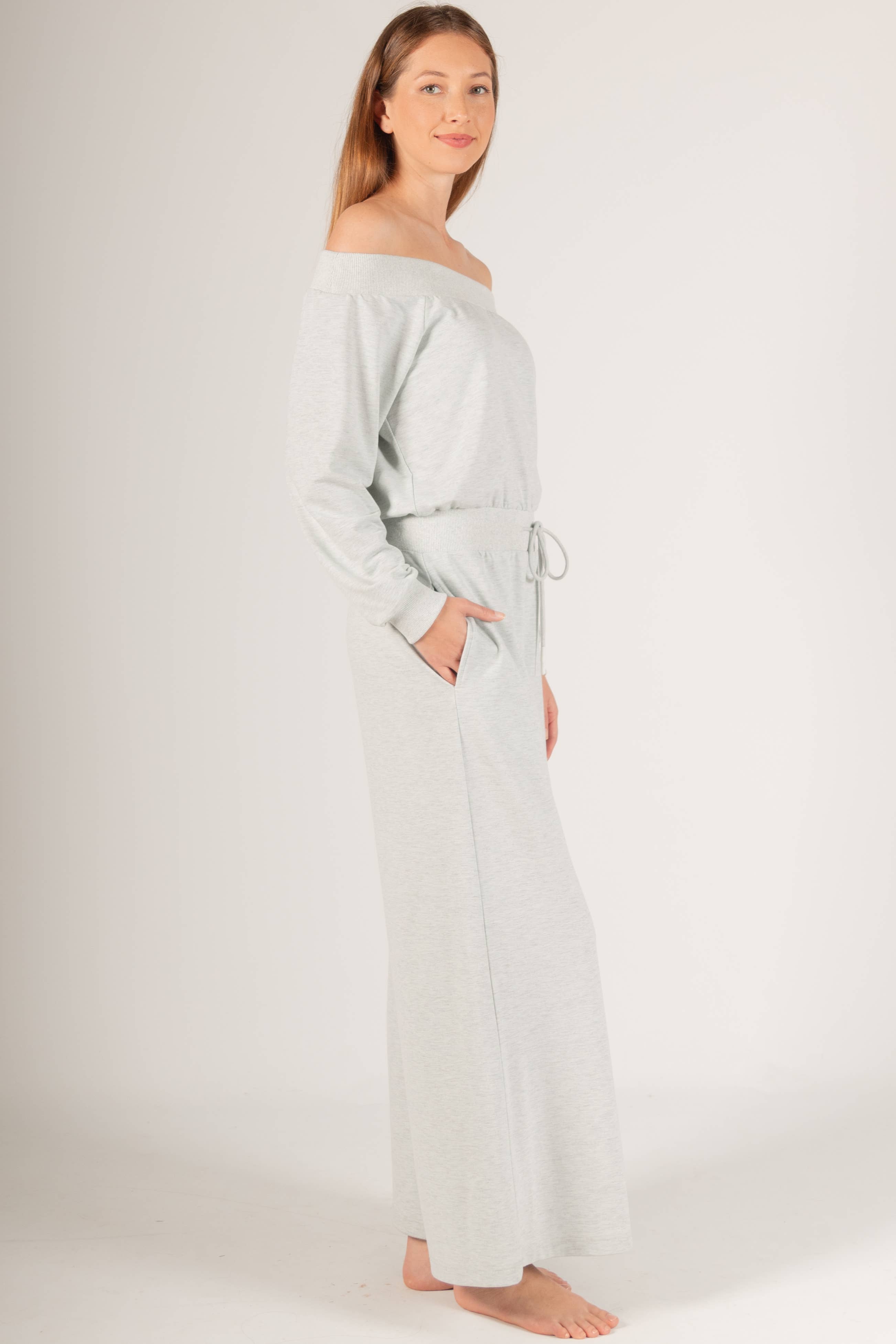 French Terry Off Shoulder Jumpsuit