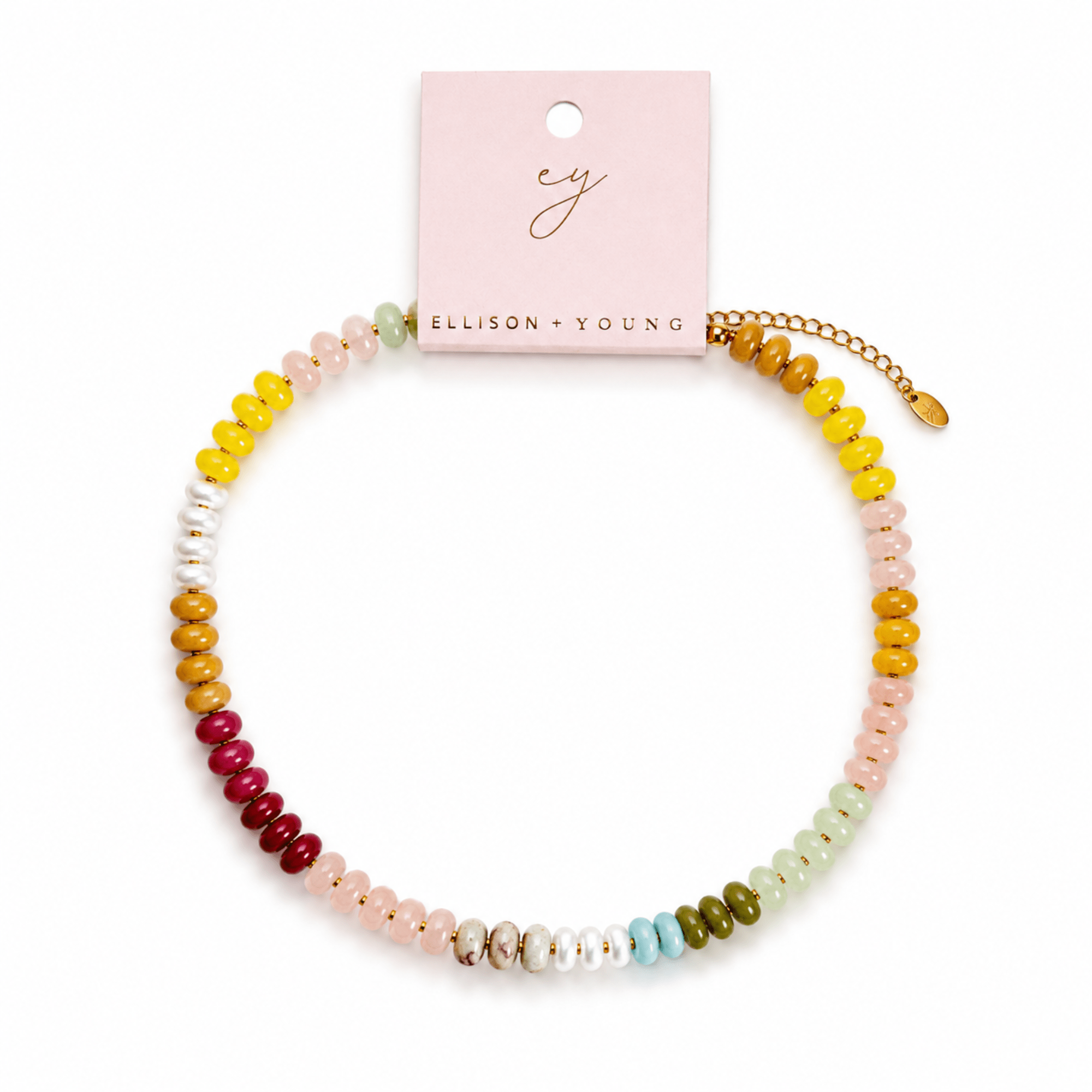 Color Beaded Necklace – Natural Stone Beads Mix