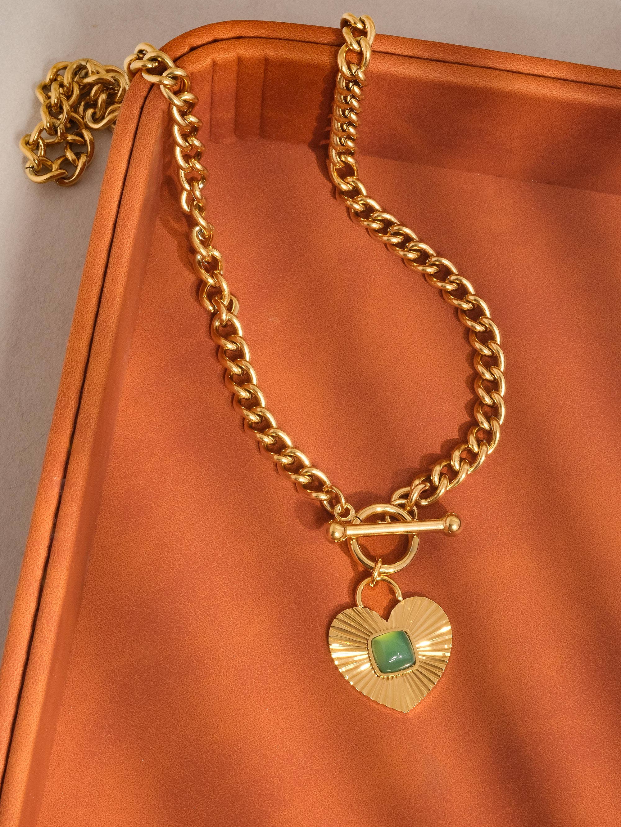 Green Stone Heart Necklace