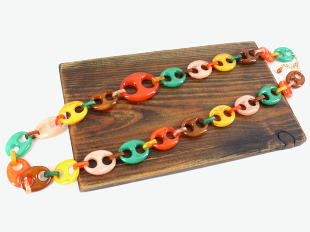 Acrylic Oval Link Statement Necklace