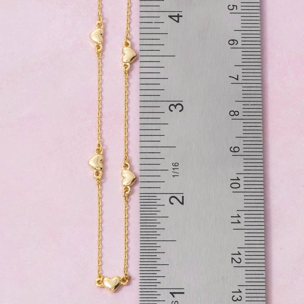 14K Gold Dipped Triple Heart Station Necklace