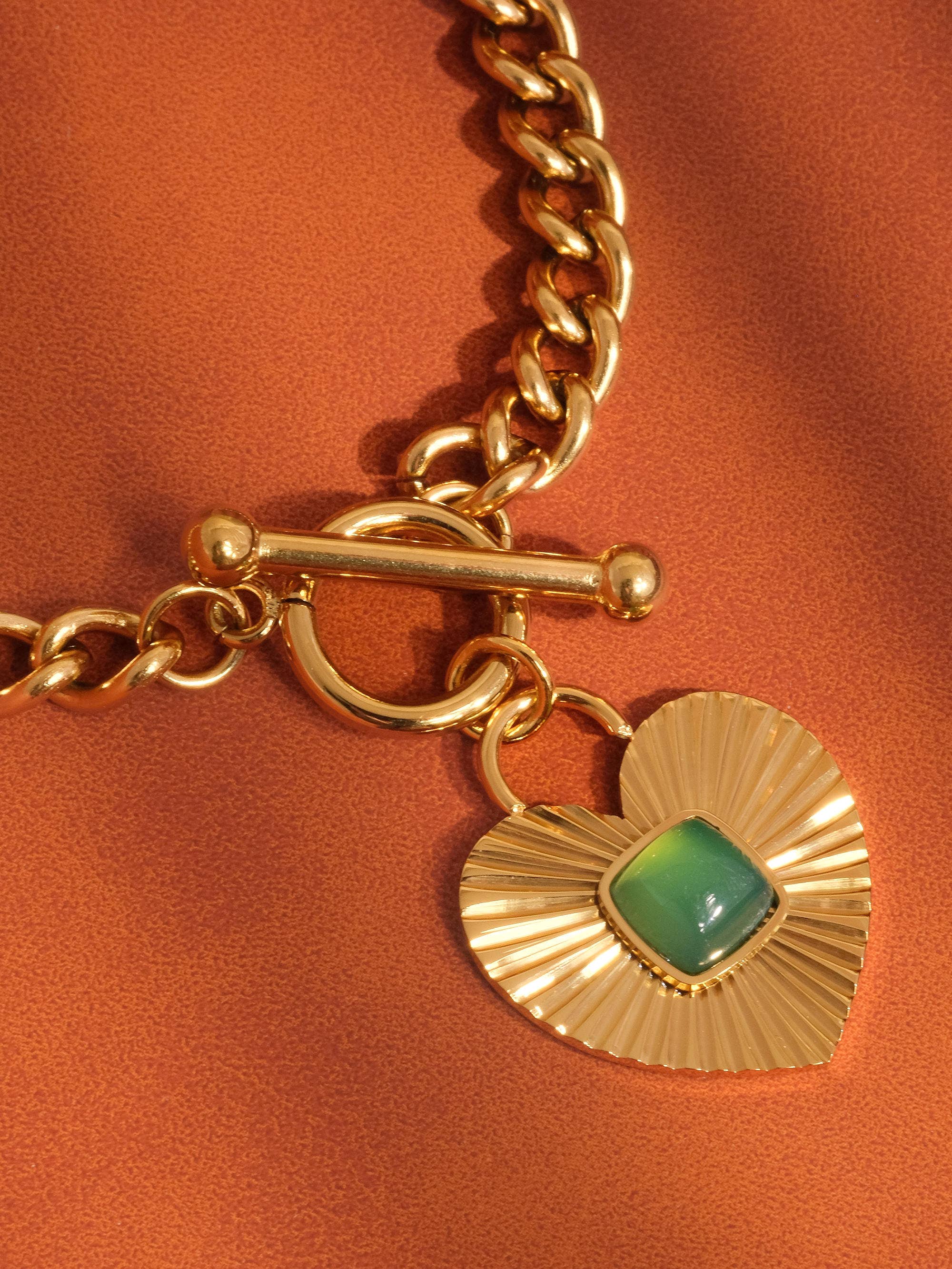 Green Stone Heart Necklace