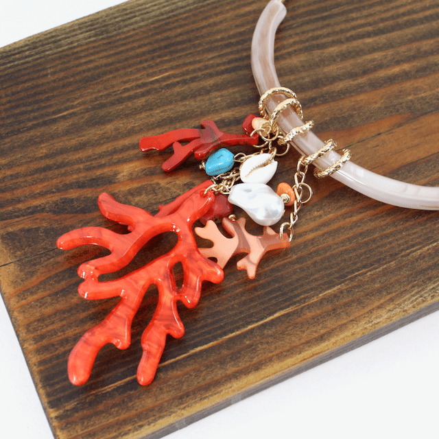 Coral Drop U Shaped Necklace