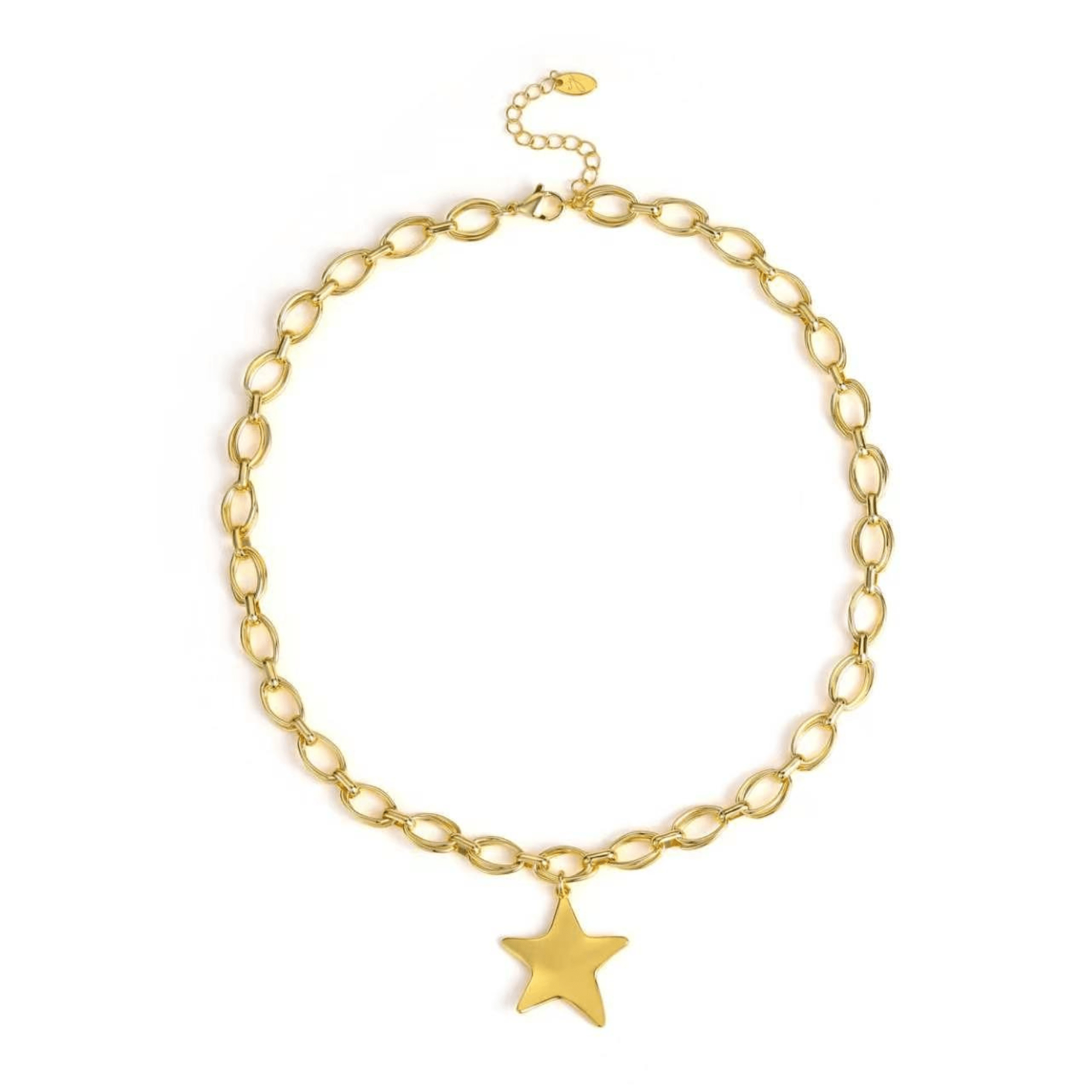 Star Charm Link Chain Necklace – Gold Statement