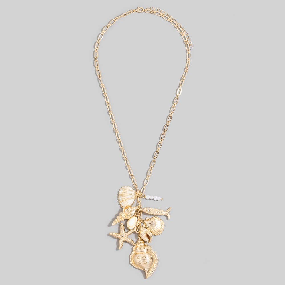 Gold Sea Charm Cluster Chain Necklace