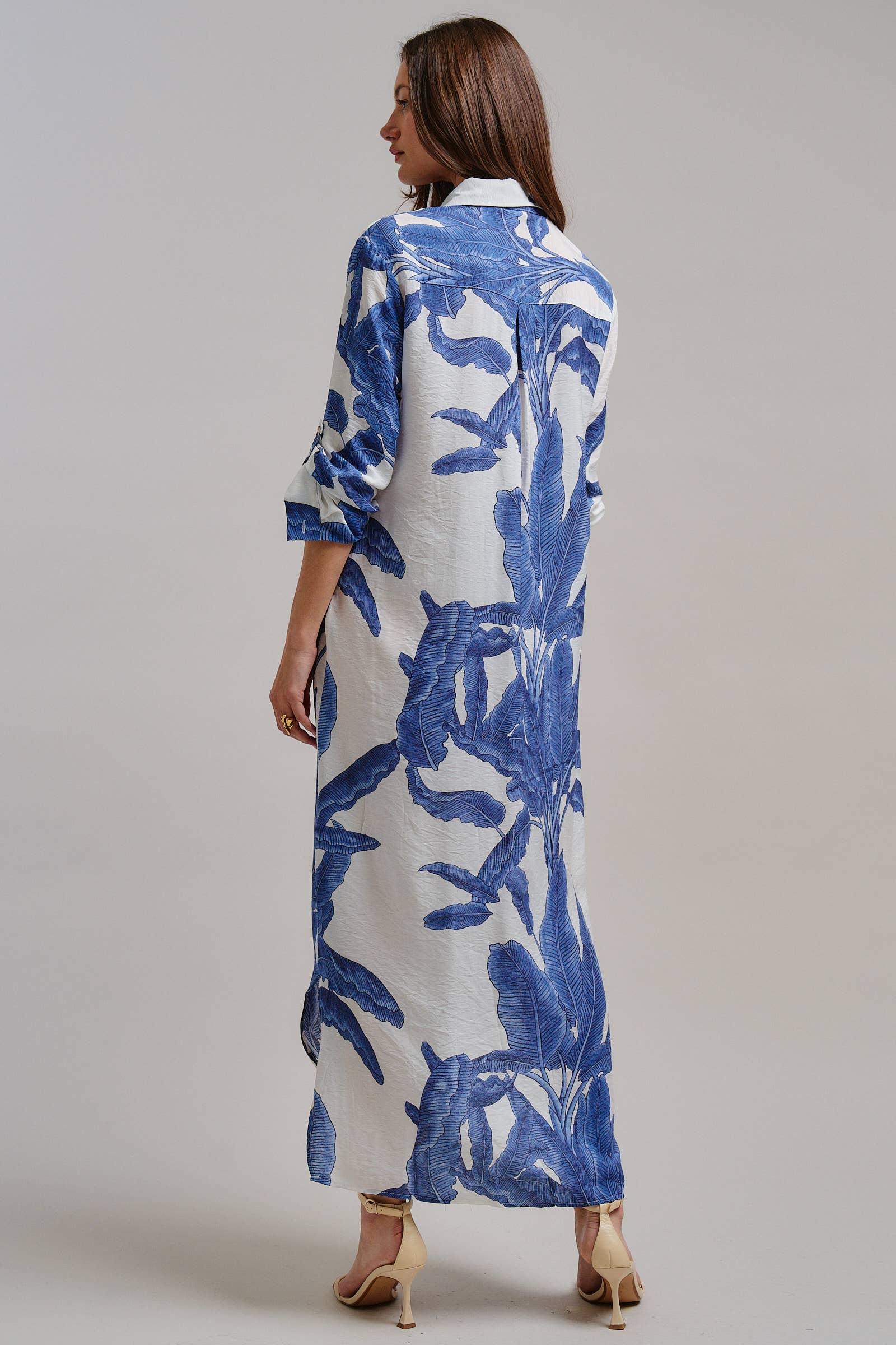 Tropical Paradise Button Down Collared Vacation Dress