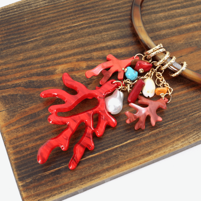 Coral Drop U Shaped Necklace