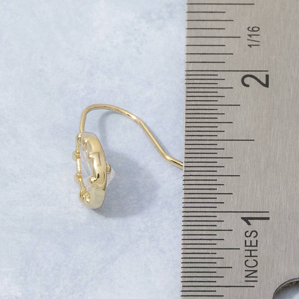 Gold Dipped Teardrop Cz Bezel Drop Earrings