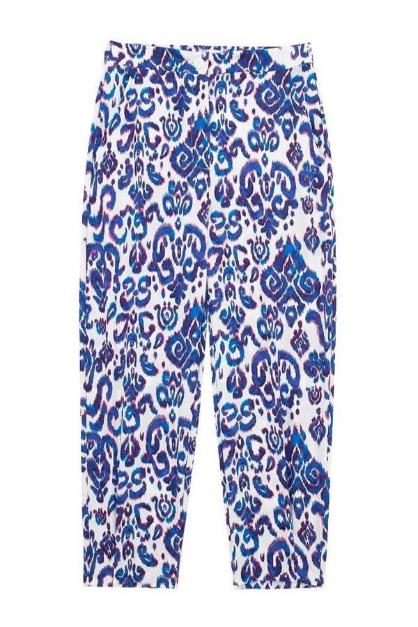 Two Piece Blue Ikat Pants Set