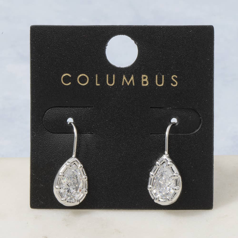 Gold Dipped Teardrop Cz Bezel Drop Earrings