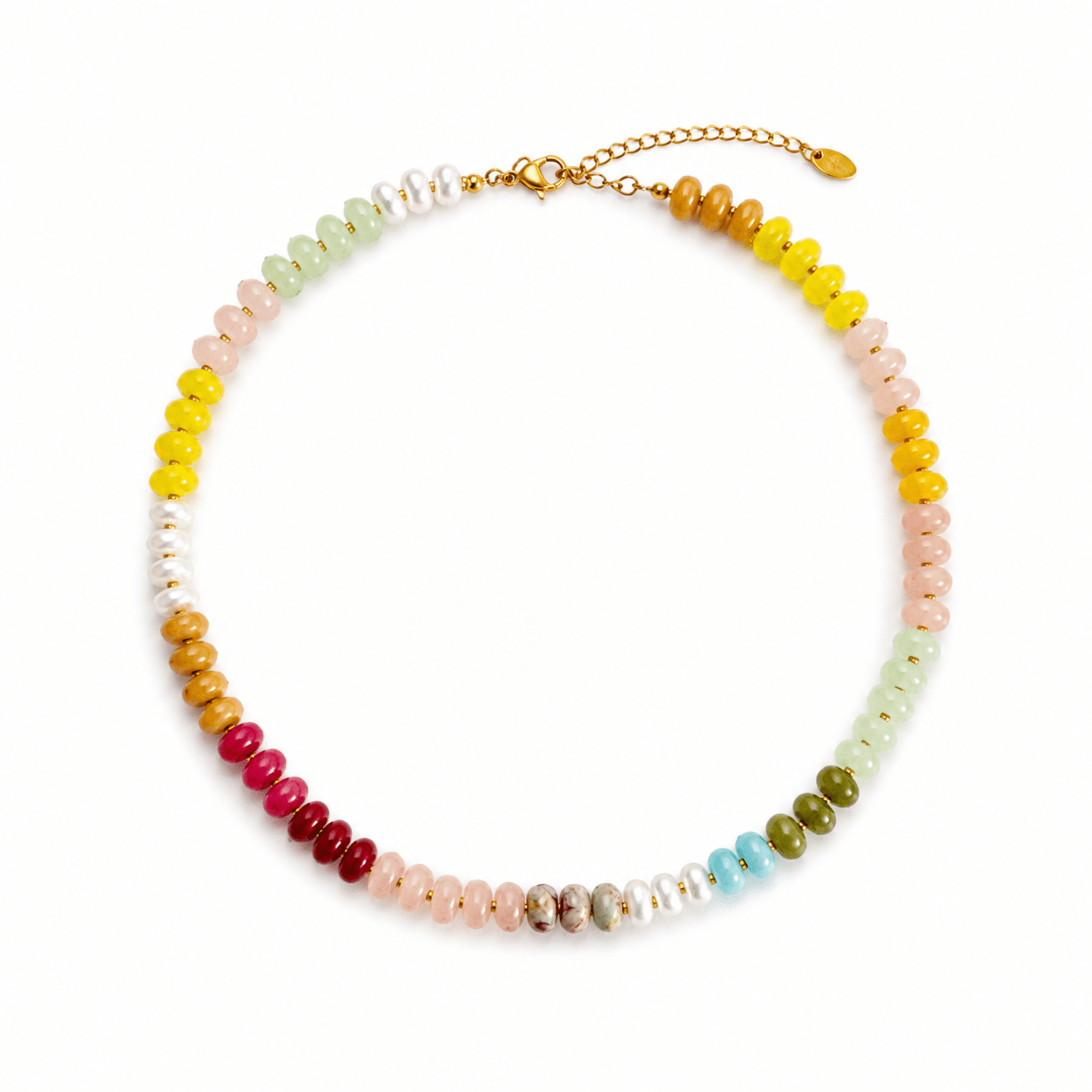 Color Beaded Necklace – Natural Stone Beads Mix